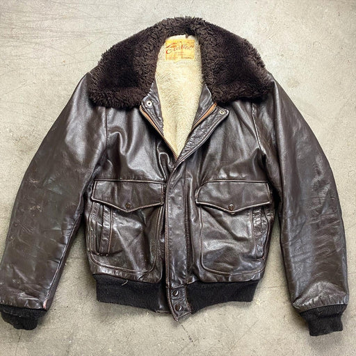 Vintage 70's Excelled Genuine Leather USAF A-2 Shearling Collar Jacket. sz40