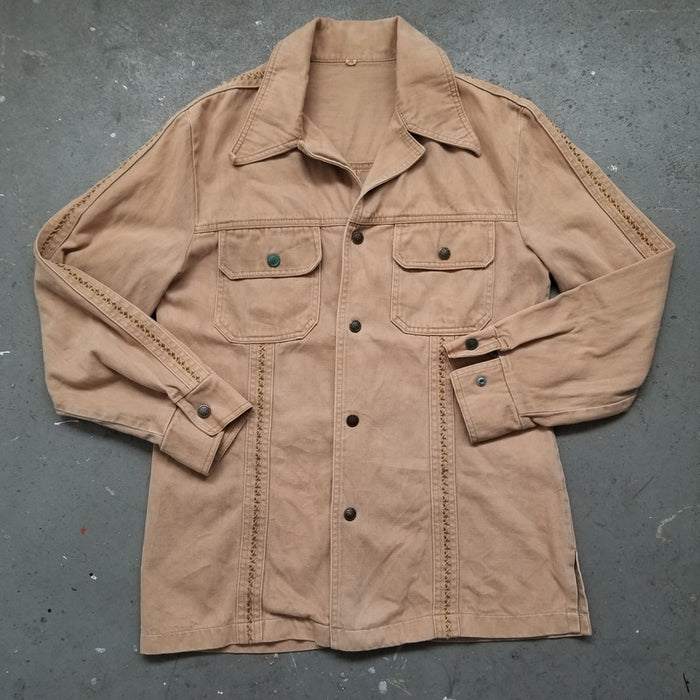 Vintage 60s Khaki Denim Jacket. Medium