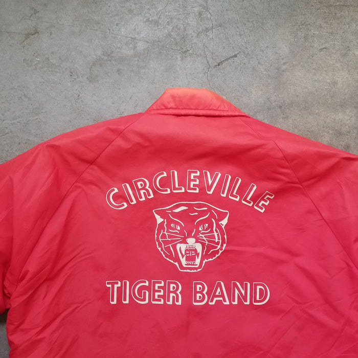 Vintage Fleece Lined Nylon Coach Jacket Circleville Tiger Band. Large