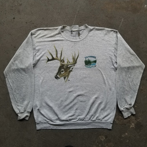 Vintage Distressed Lee Cotton Blend T.S.F. Originals Deer Shirt.  XL