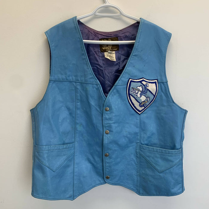 Vintage 1980s Connecticut Blue Knights Leather Vest. 2XL