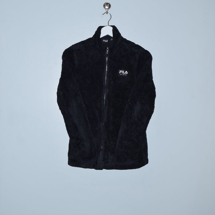 Vintage Fila Sport Zip-Up Wool Sweater- Black - Womens Small