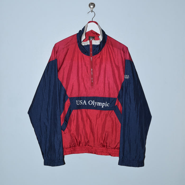 Vintage USA Olympic Pullover Jacket - Red/Navy Blue - Large