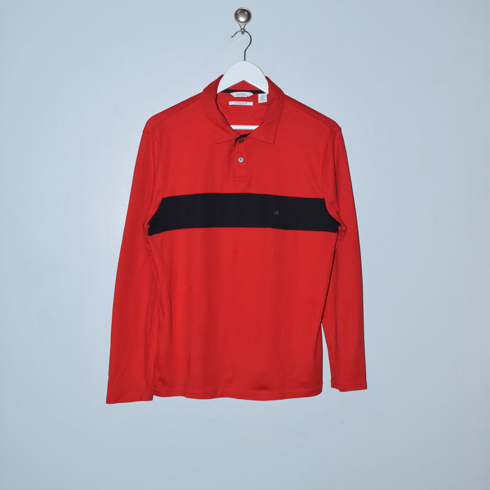 Vintage Calvin Klein Silk Long Sleeve - Red - Small