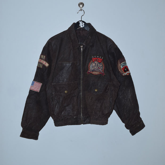 Vintage Guess Flyers Club Leather Jacket. Small