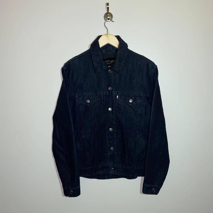 Vintage Levi's Black Denim Jacket W/Hood - Small